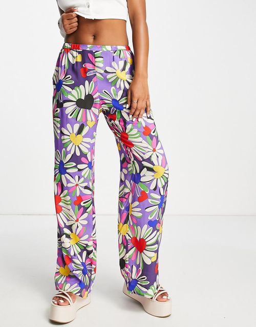 Harper co-ord retro floral print trousers in multi