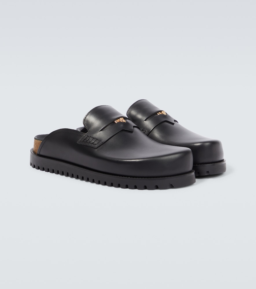 Medusa logo leather mules