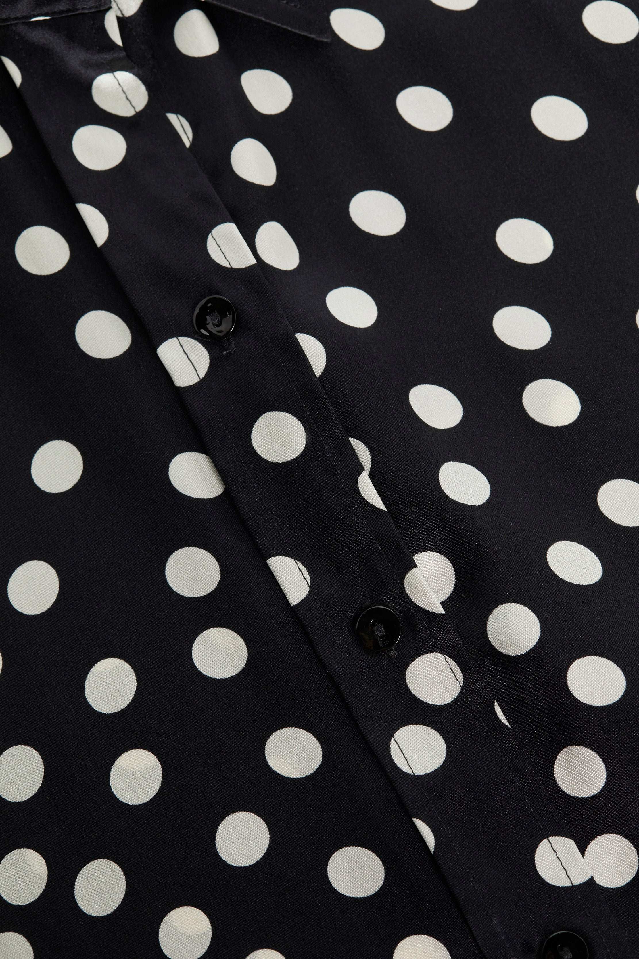 Ellah Silk Blouse Top In Black/ecru Polka Dot
