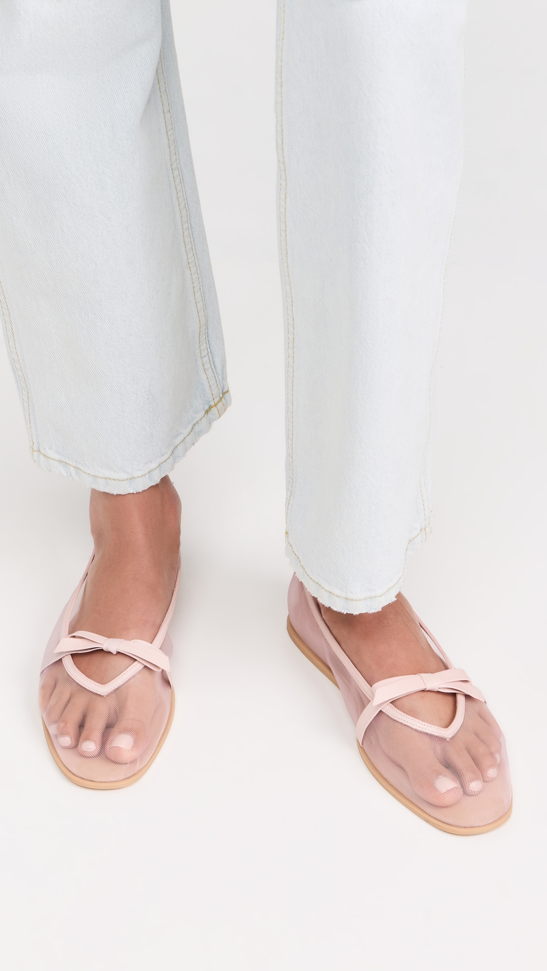 Mesh Mania Bow Flats Cloud Pink Mesh