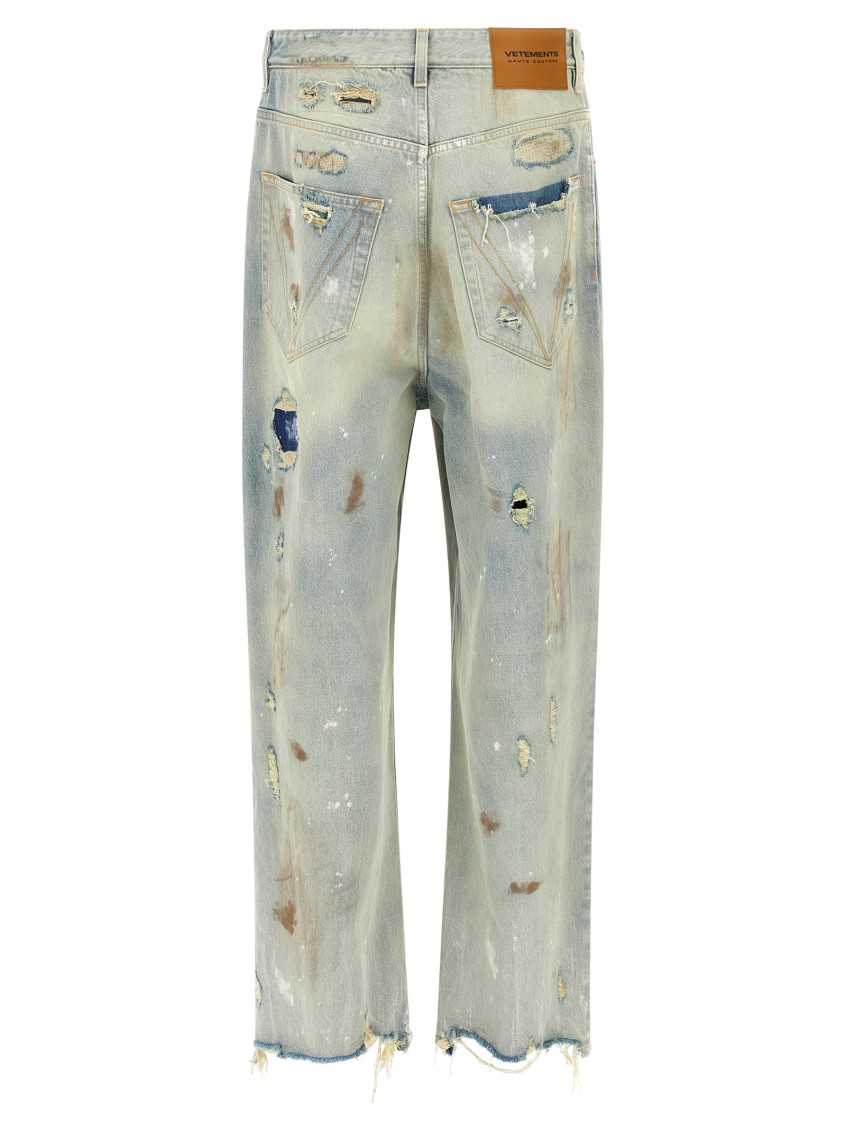 Light Blue Trashed Big Shape Jeans