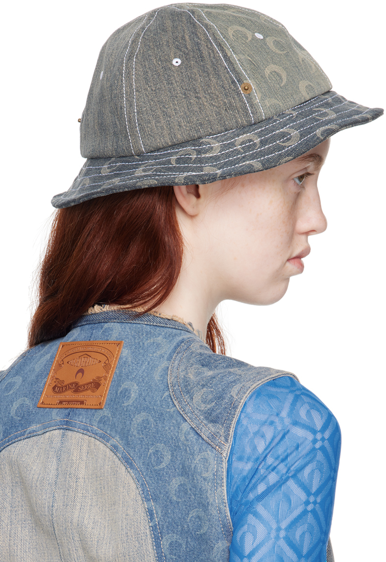 Marine Serre Blue Monogram Denim Bucket Hat - Realry: A global fashion  sites aggregator