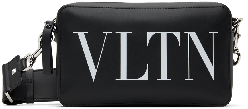 Valentino Garavani SMALL VLTN LEATHER CROSSBODY BAG Man BLACK UNI