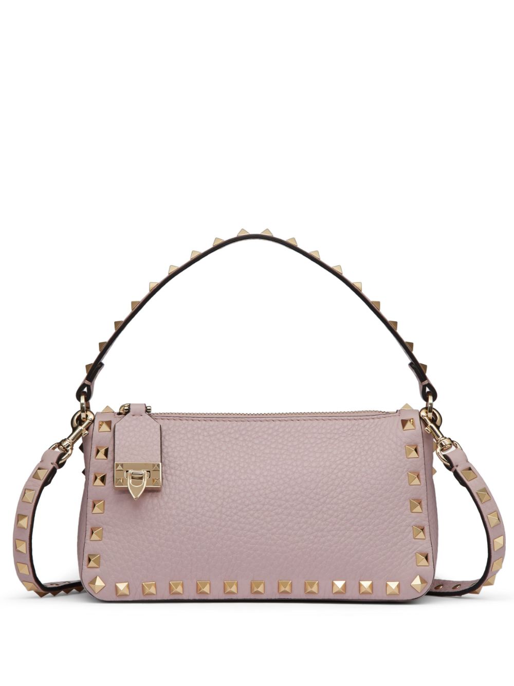 Valentino Garavani, Rockstud Small Textured-leather Shoulder Bag, Pink, One size