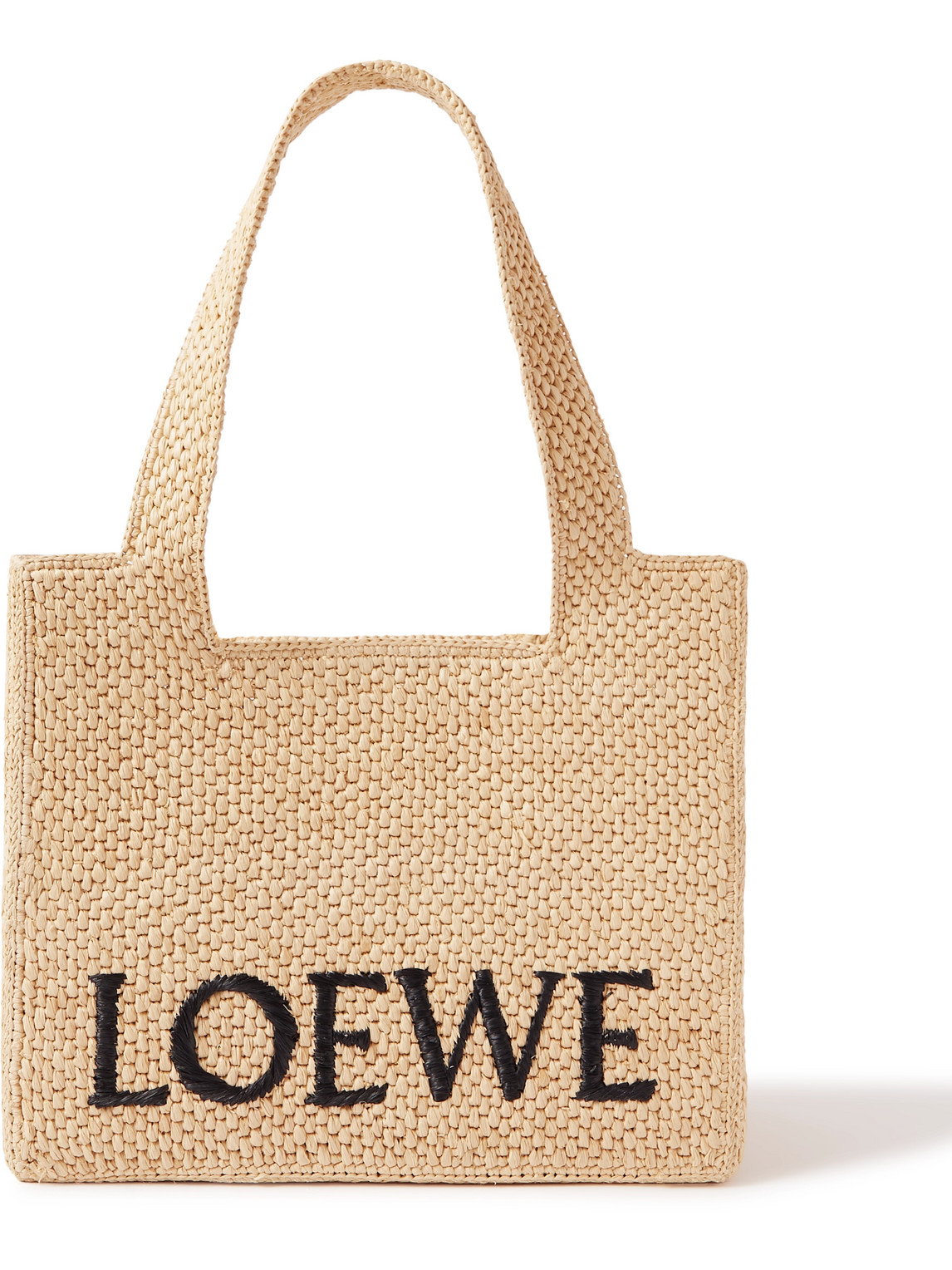 Loewe Embroidered Raffia Basket Tote