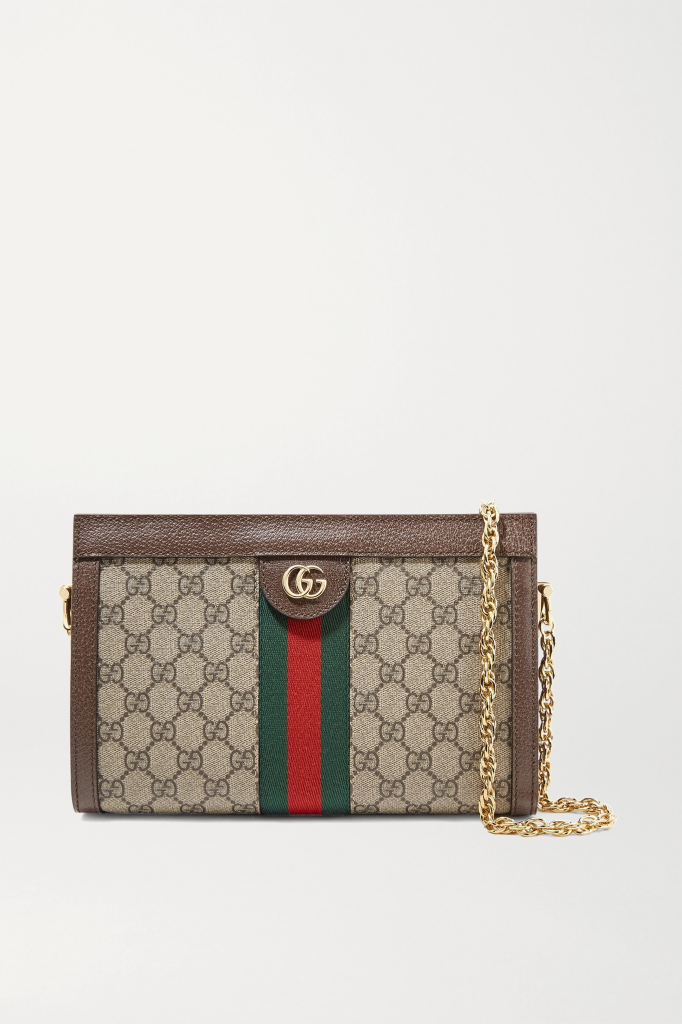 GUCCI Ophidia textured leather-trimmed printed coated-canvas shoulder bag