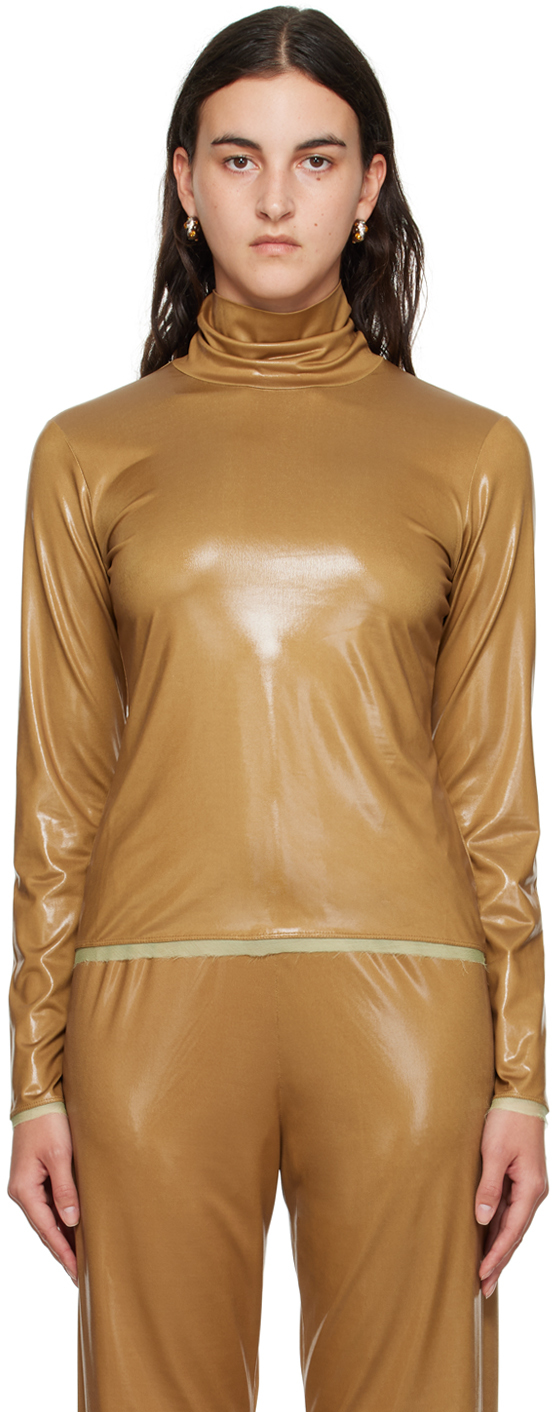 Dries Van Noten Tan Raw Edge Turtleneck