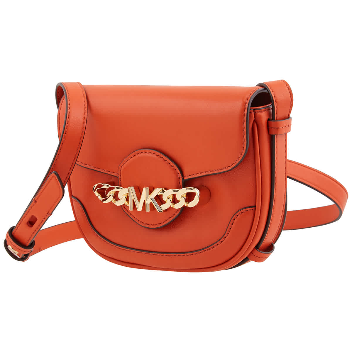 Michael Kors Ladies Hally Extra-Small Embellished Logo Crossbody Bag- Orange:  Handbags