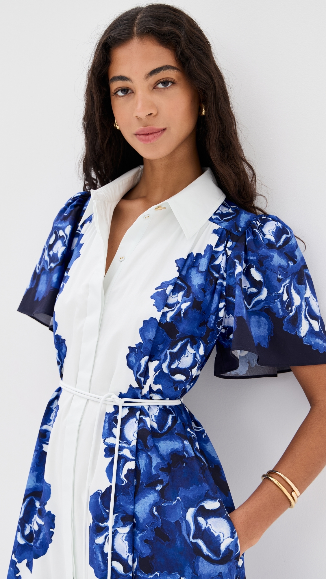 Aje Fernanda Midi Dress Boldly Blooming Cobalt