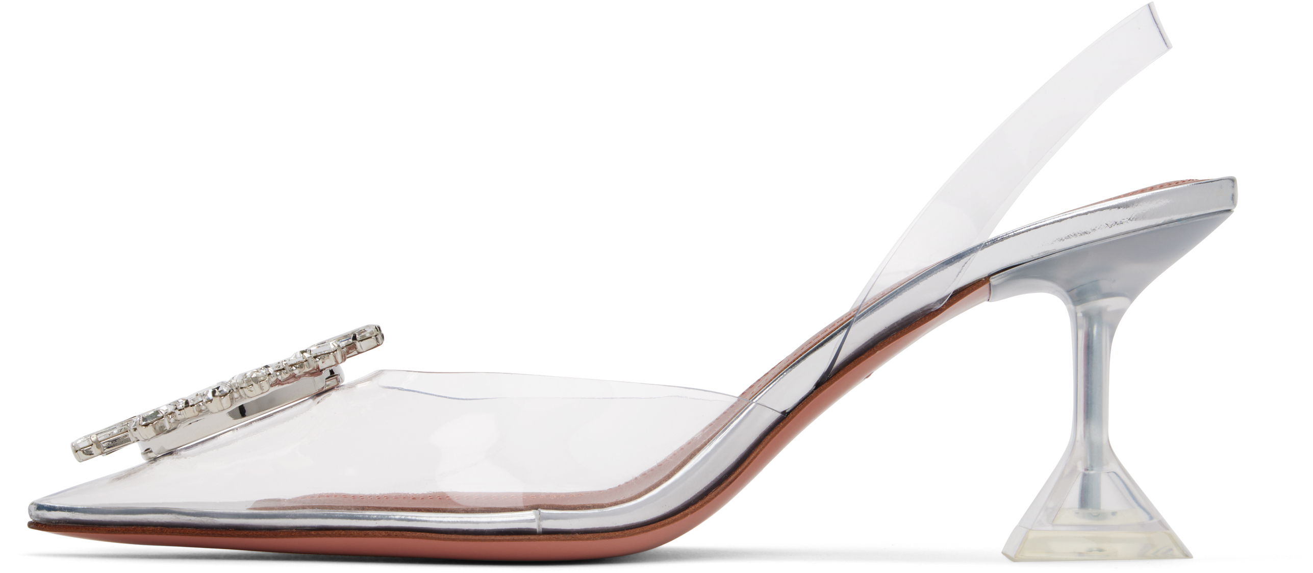 Amina Muaddi Transparent Begum Glass Sling 70 Heeled Sandals