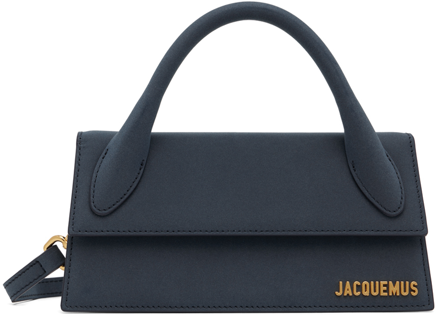 Jacquemus Le Chiquito Long Suede Top Handle Bag in Gray