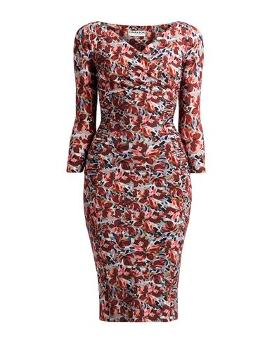 Woman Midi dress Brick Size 4 Polyamide, Elastane