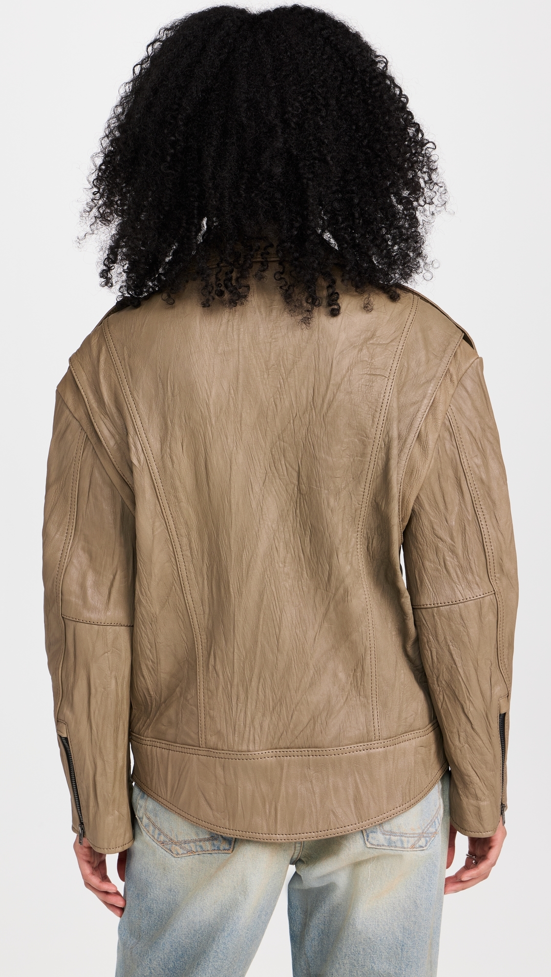 Leather Biker Jacket Brown