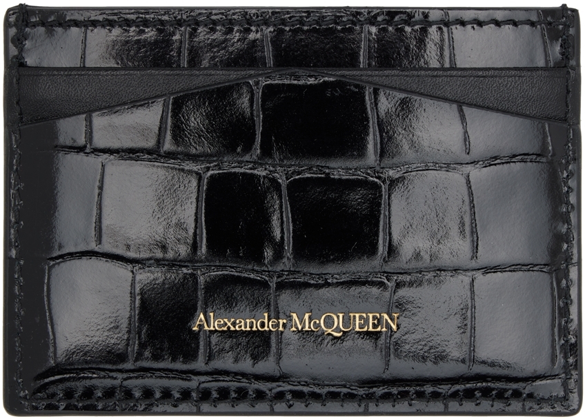Alexander McQueen Metallic Gold Textured Leather Skull Card Holder Alexander  McQueen
