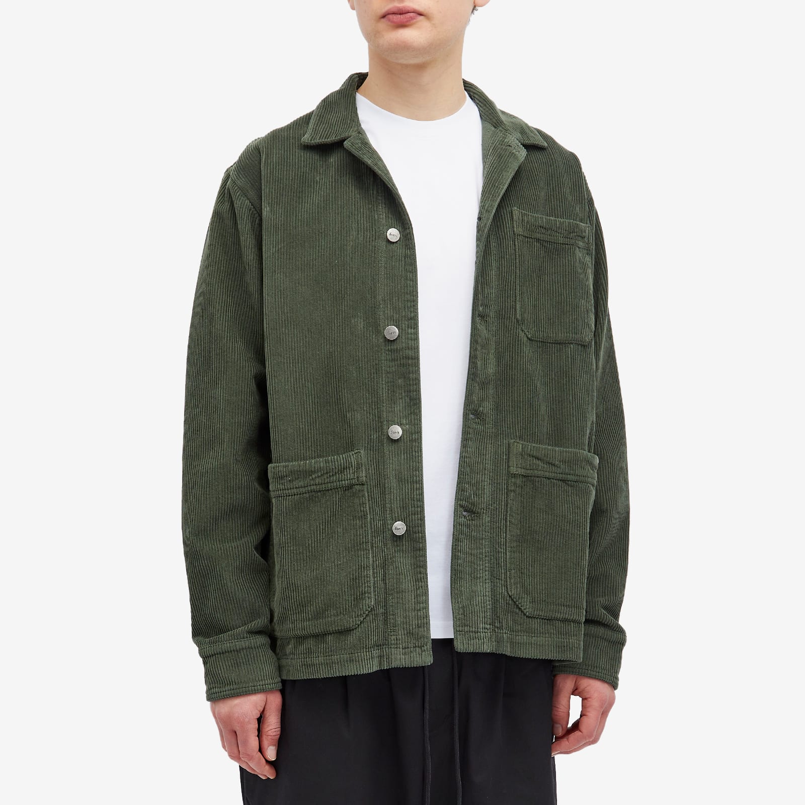 Foret Men's Rowan Corduroy Overshirt in Dark Moss F4267-DKM