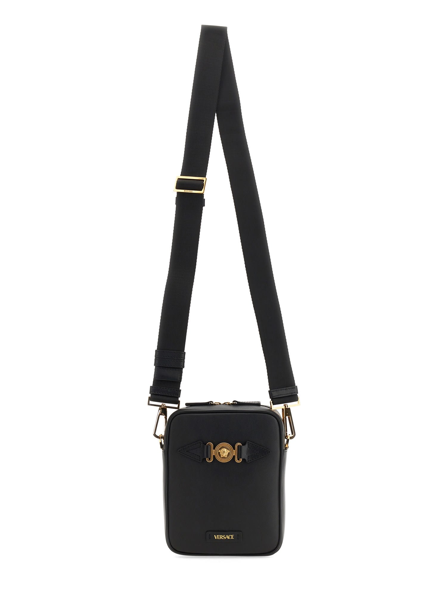 Black La Medusa mini leather cross-body bag, Versace