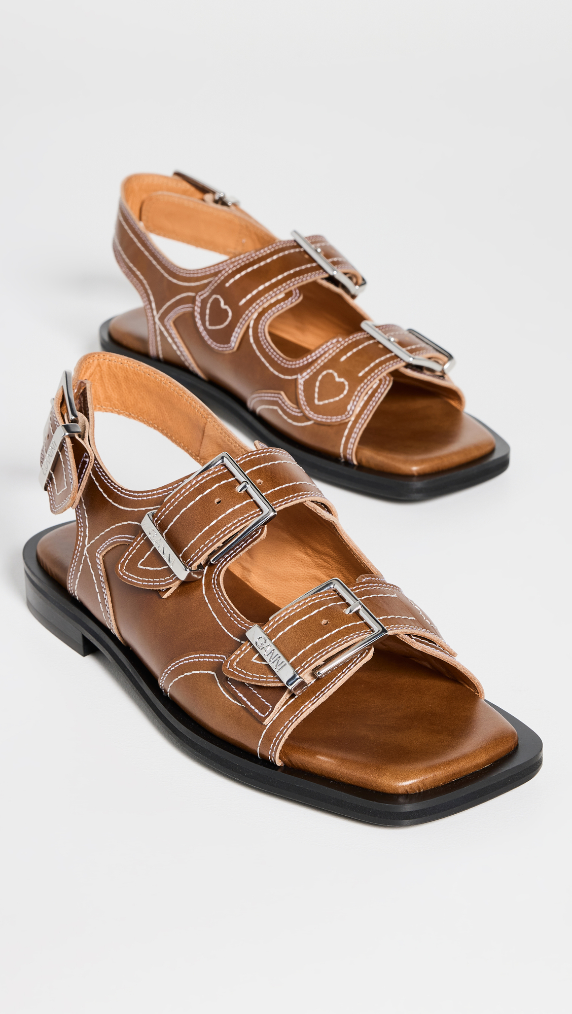 Ganni Embroidered Western Sandals - Realry: A global fashion sites