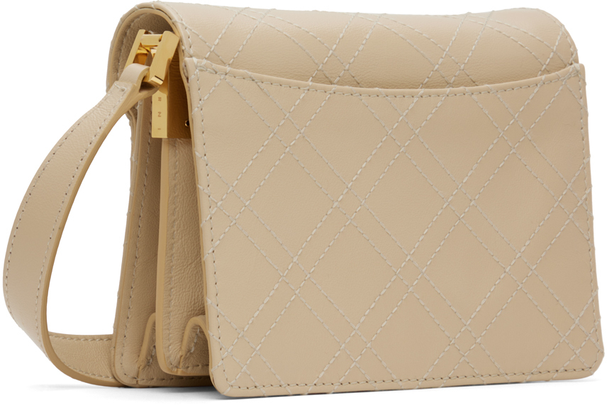 Marni Stitched Detailed Medium Trunk Soft Shoulder Bag In Beige