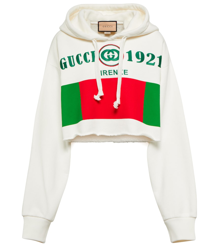 Gucci Logo cotton jersey cropped hoodie - Realry: Your Fashion