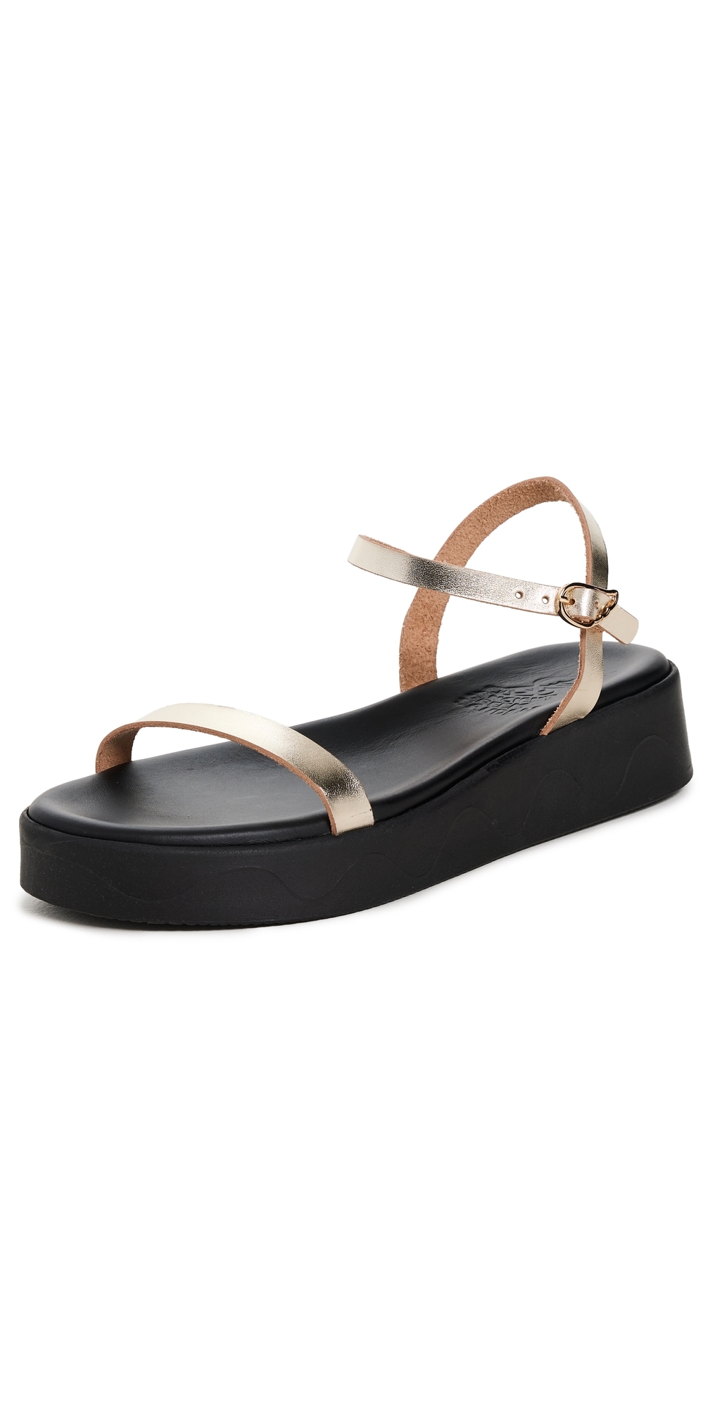 에이션트 그릭 샌들 여성 Irida Platform Sandals Black/Gold