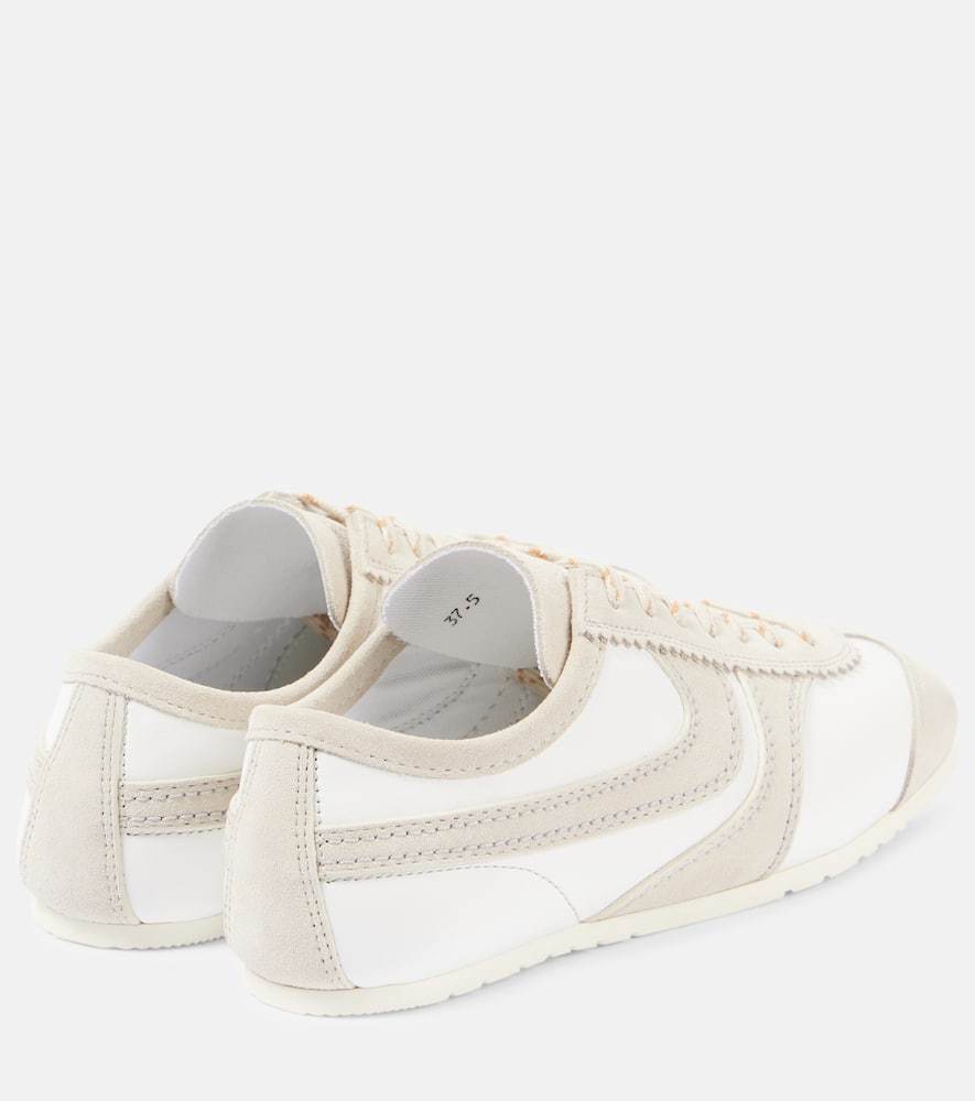 Suede-trimmed leather sneakers