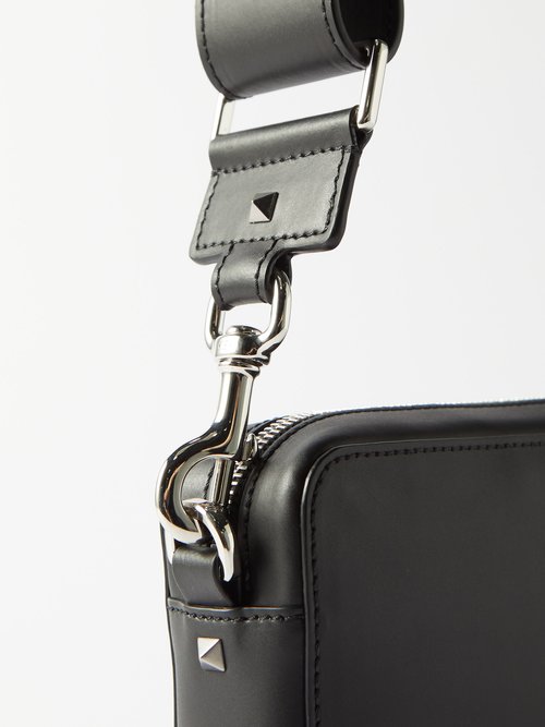 Black VLTN-print leather cross-body bag