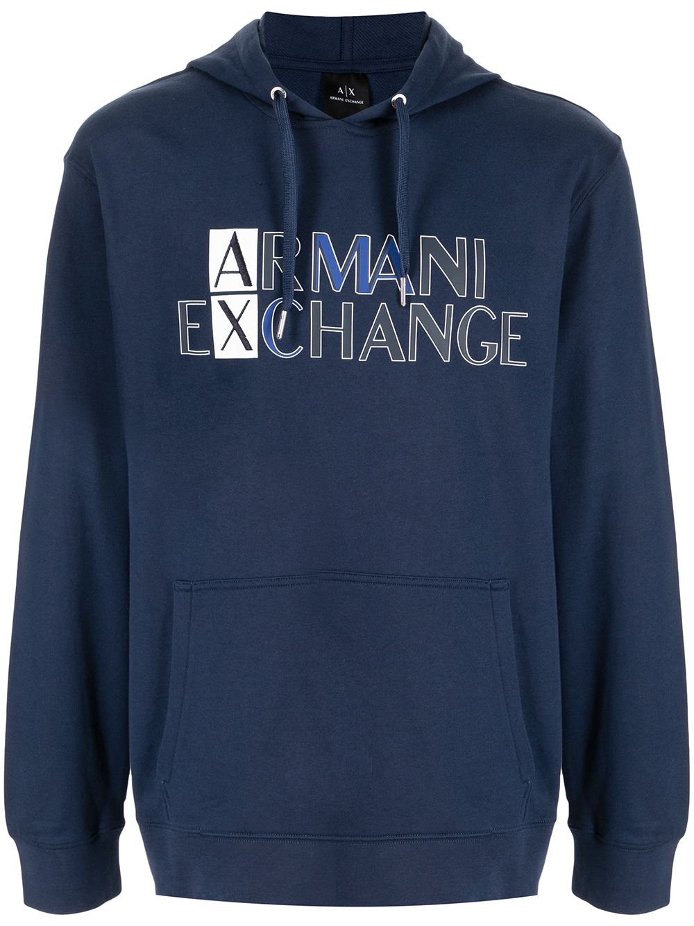 아르마니 남성 logo-print hoodie - Blue 3KZMGLZJ8MZ