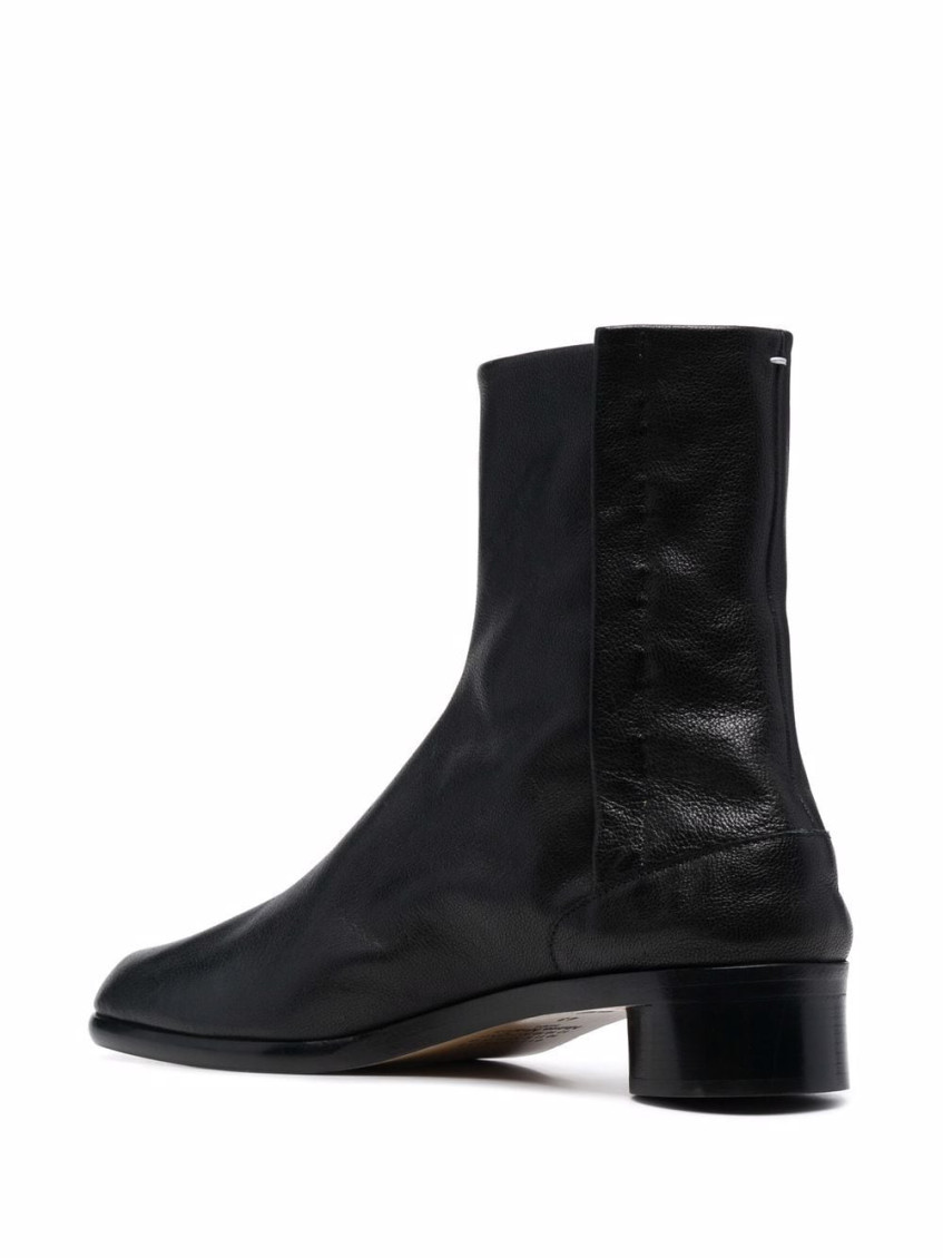 Black Tabi Leather Ankle Boots