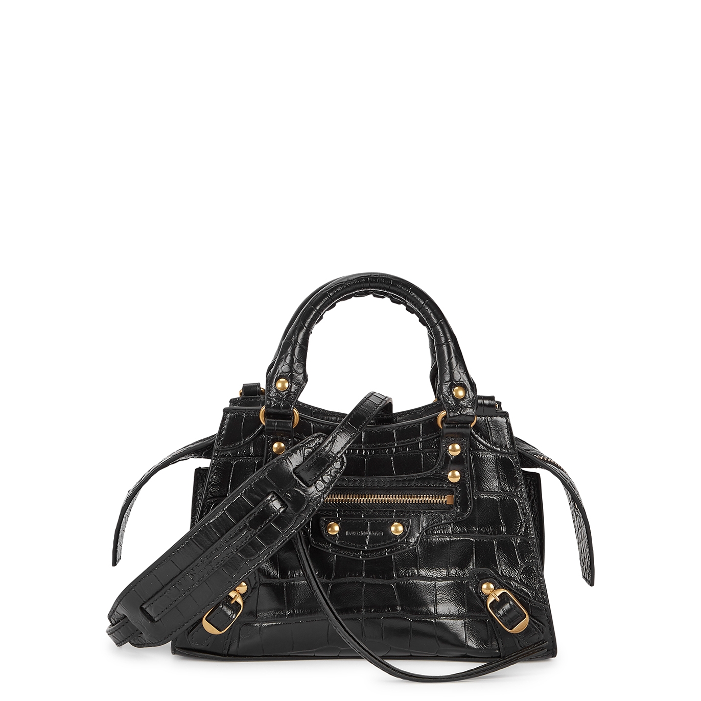 Balenciaga Neo Classic City Mini Bag in Black Crocodile Embossed