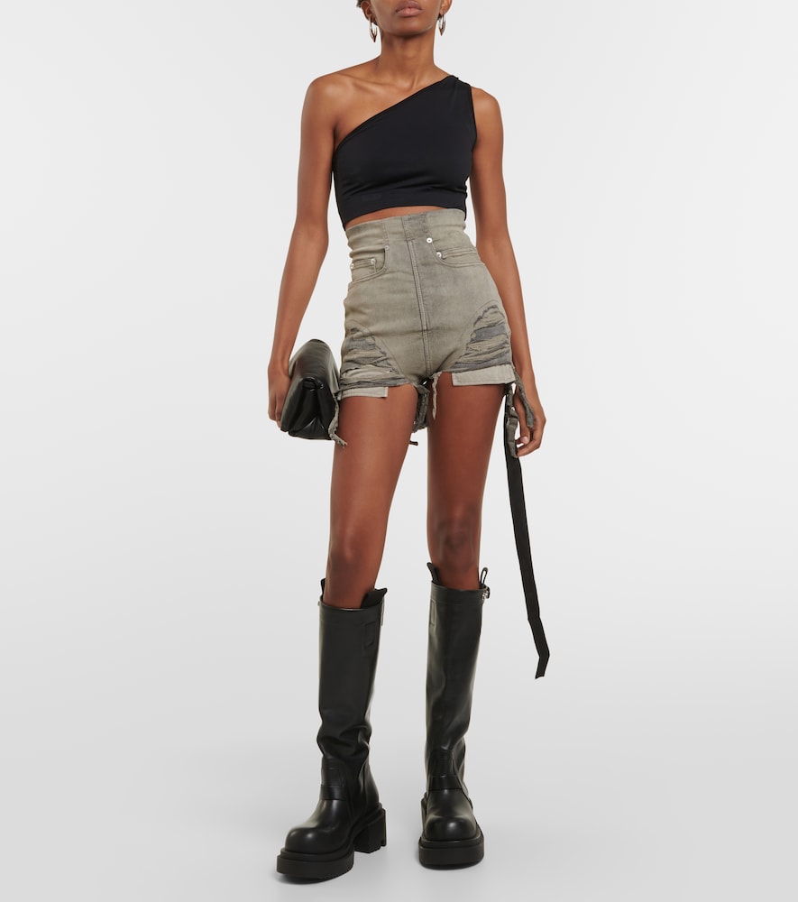 DRKSHDW distressed high-rise denim shorts