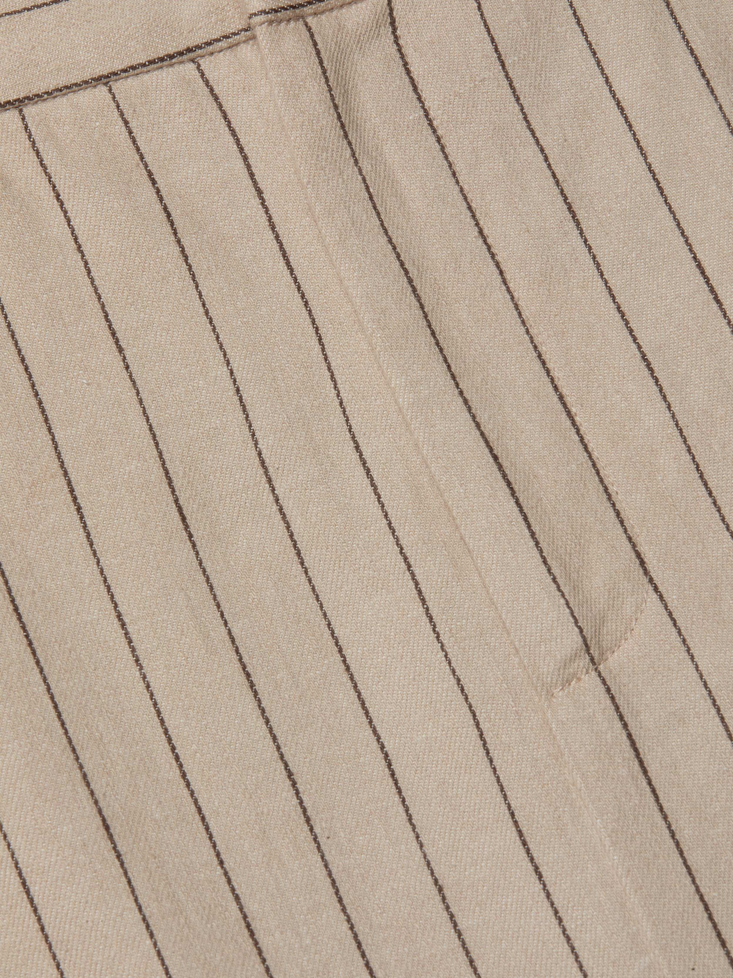 Maceline Pinstriped Maxi Skirt In Tan/brown Pinstripe