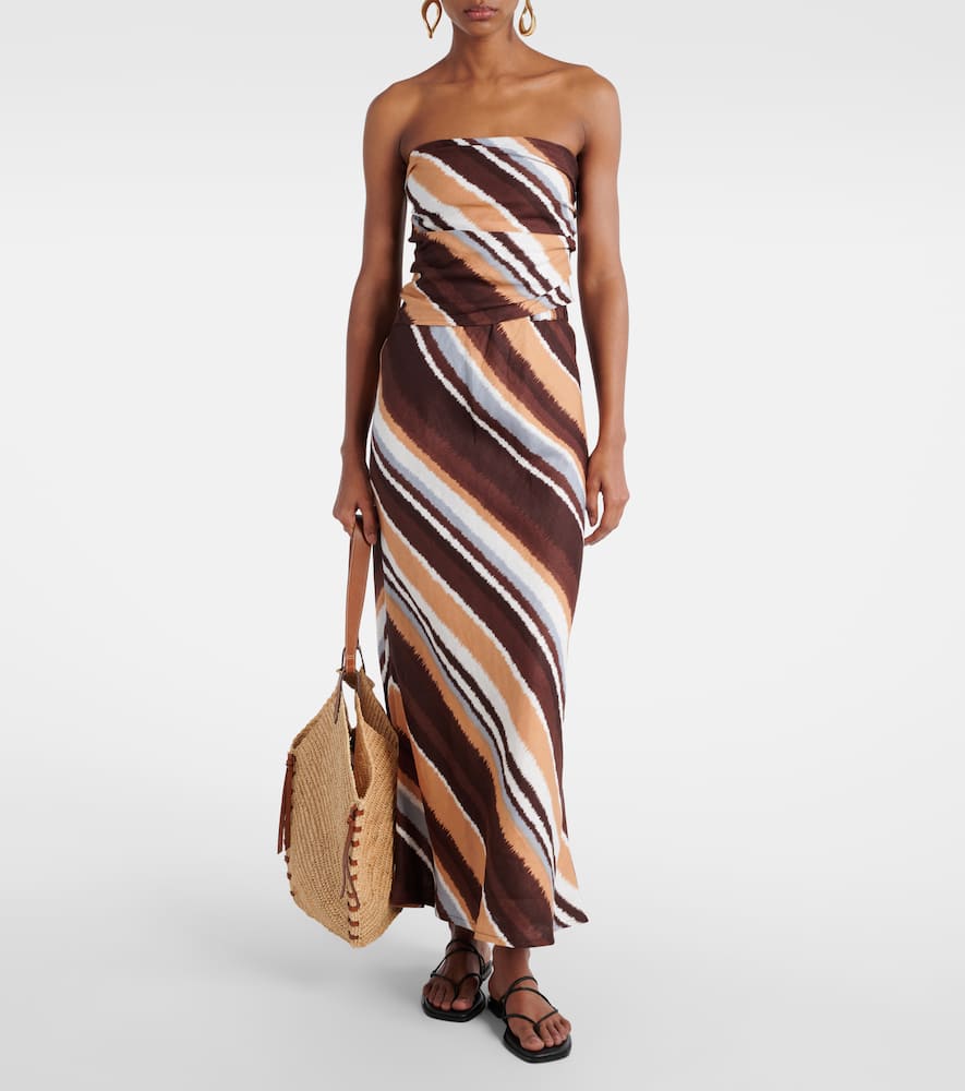 Dalicenca striped linen maxi skirt