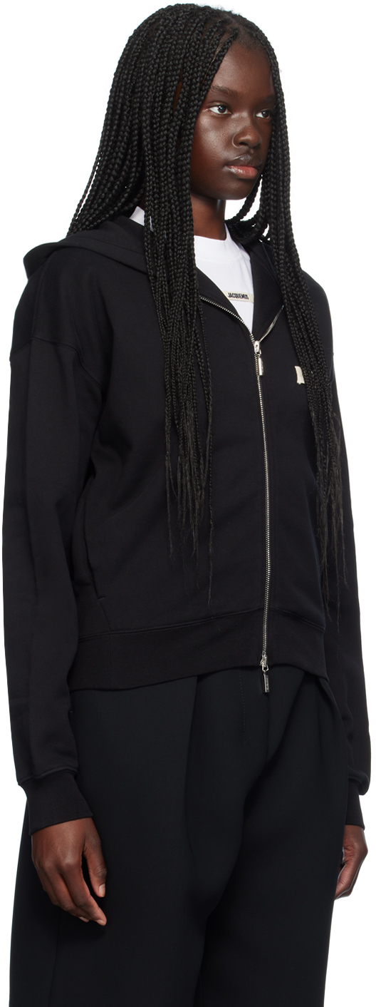 JACQUEMUS Black La Casa 'Le hoodie Gros Grain zippé' Hoodie
