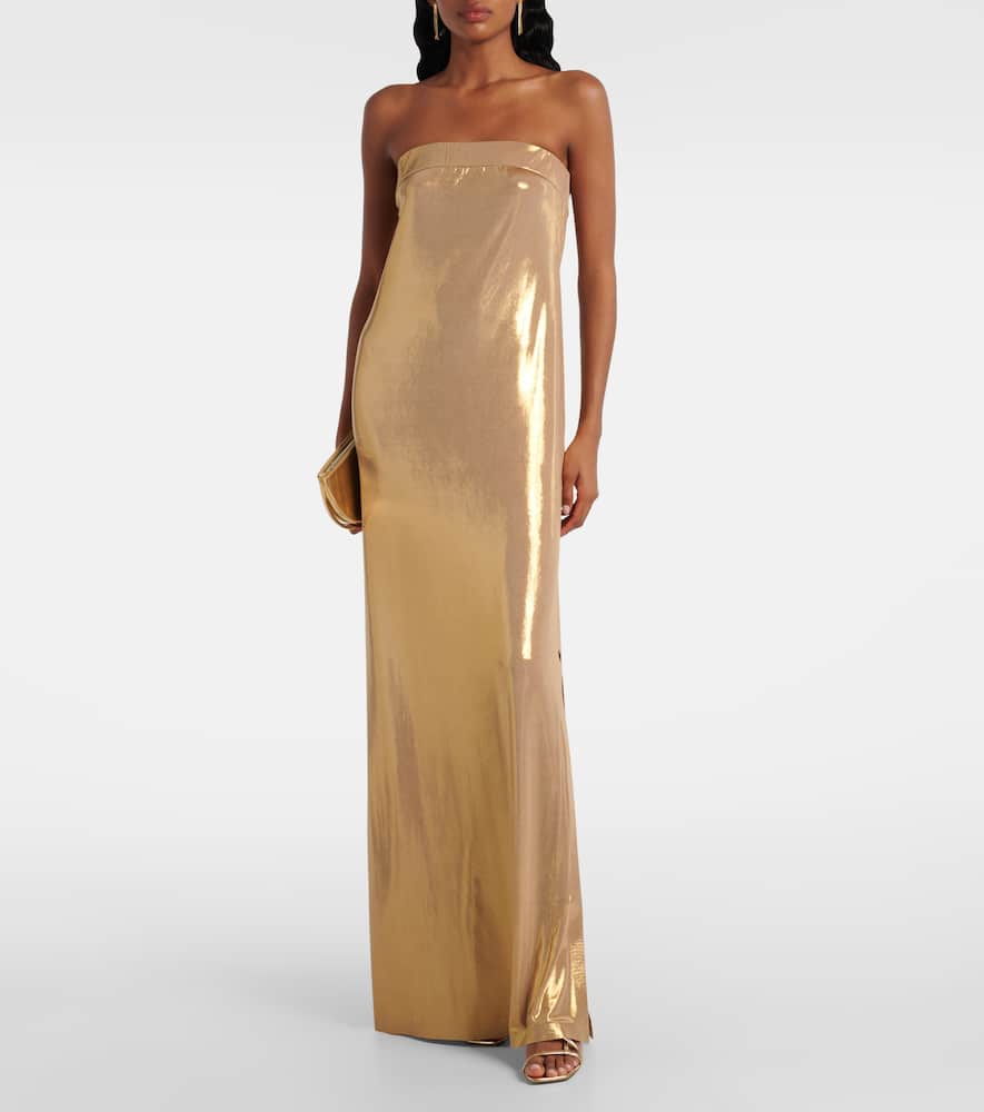 Norma Kamali Strapless lame gown