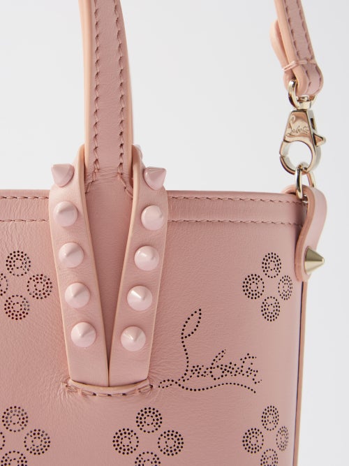 Christian Louboutin Cabata Perforated-leather Mini Tote Bag In Pink