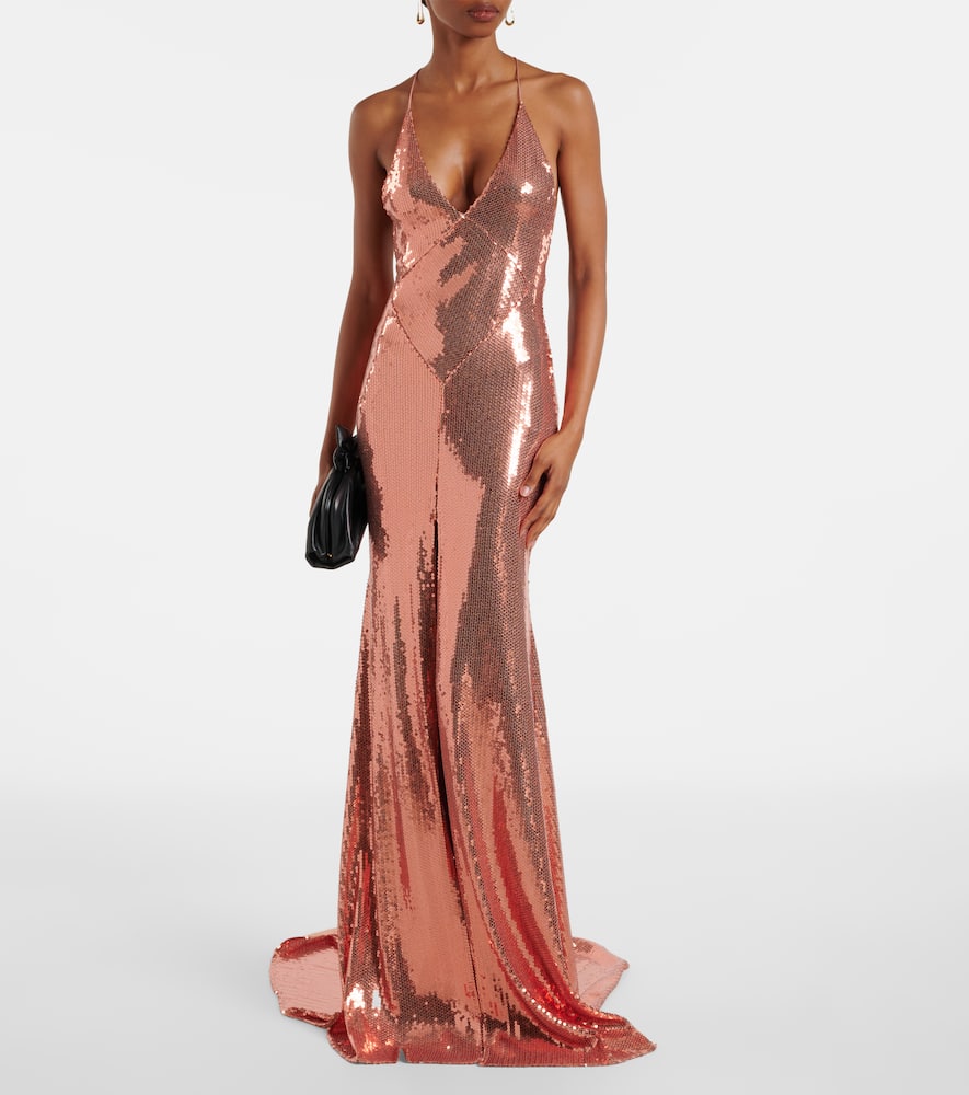Open-back sequined gown