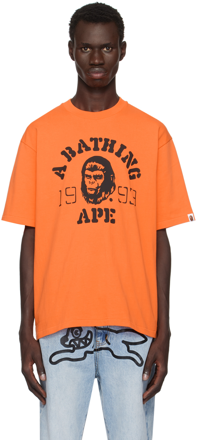 BAPE Orange OG Ape Head College T-shirt