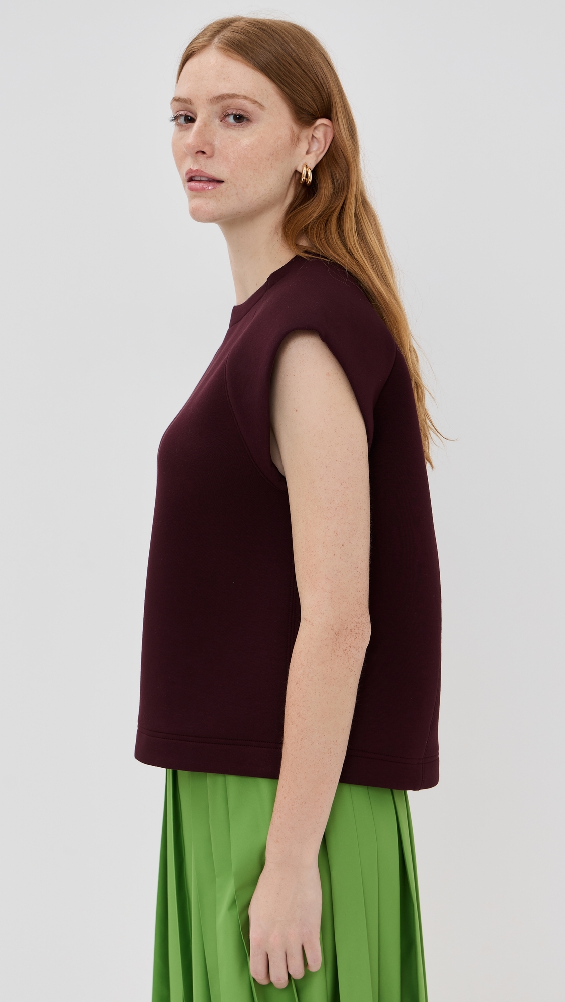 Tibi Bonded Viscose Sculpted Sleeveless Top Crimson