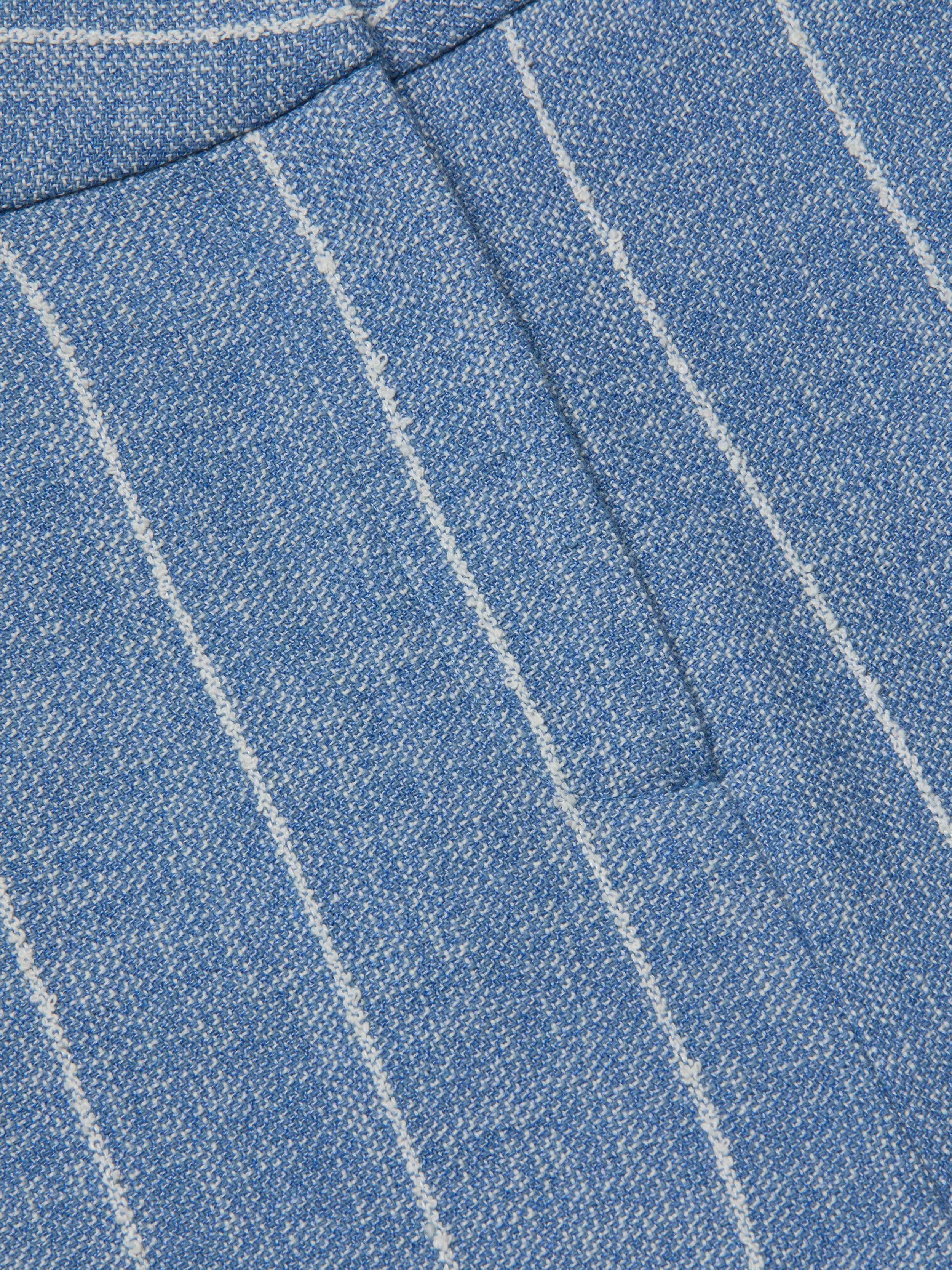 Pilar Pinstriped Wide-Leg Pants In Sky Blue/white Pinstripe