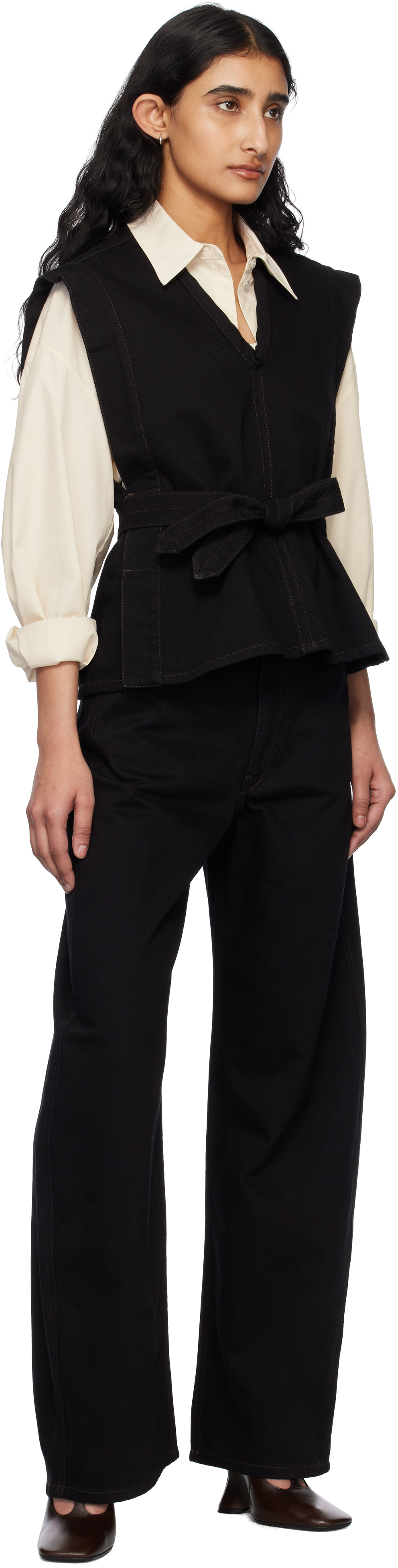 LEMAIRE Black High Waisted Curved Jeans