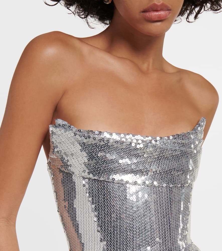 Alex Perry Sequined corset midi dress