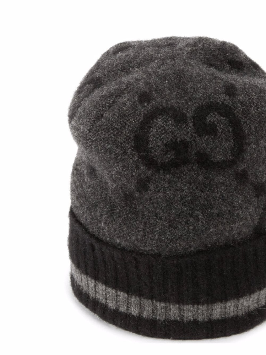 Dark Grey GG Cashmere Beanie Hat