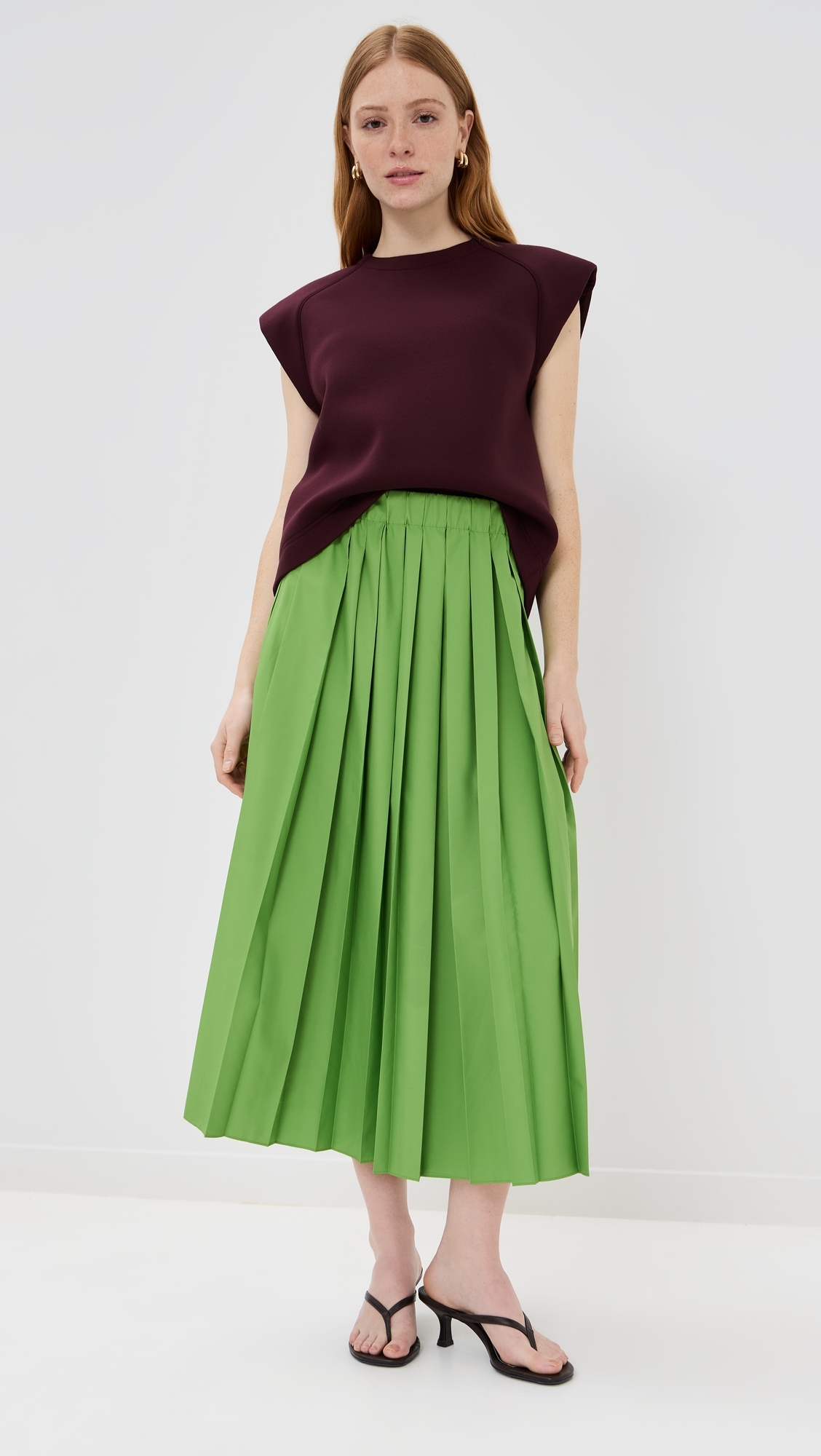 Tibi Bonded Viscose Sculpted Sleeveless Top Crimson