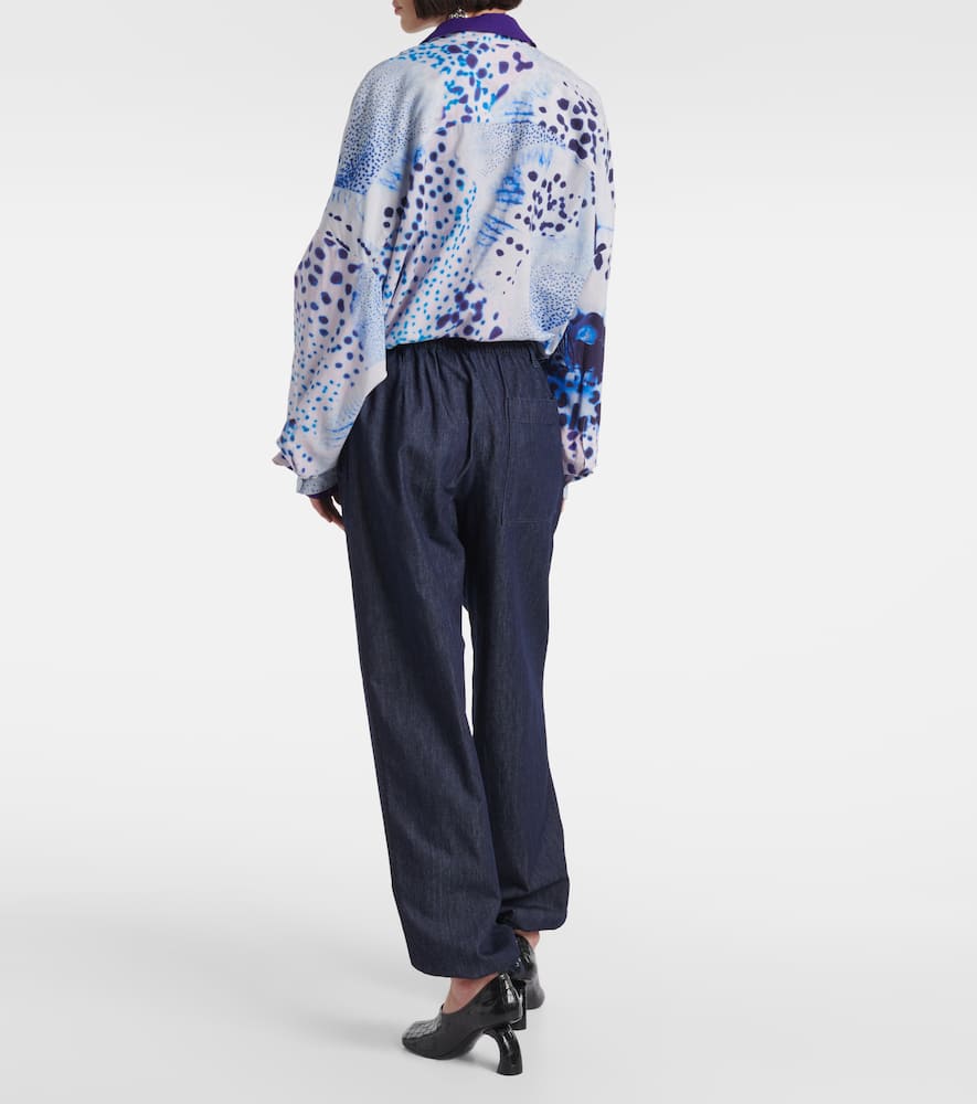 Denim straight pants