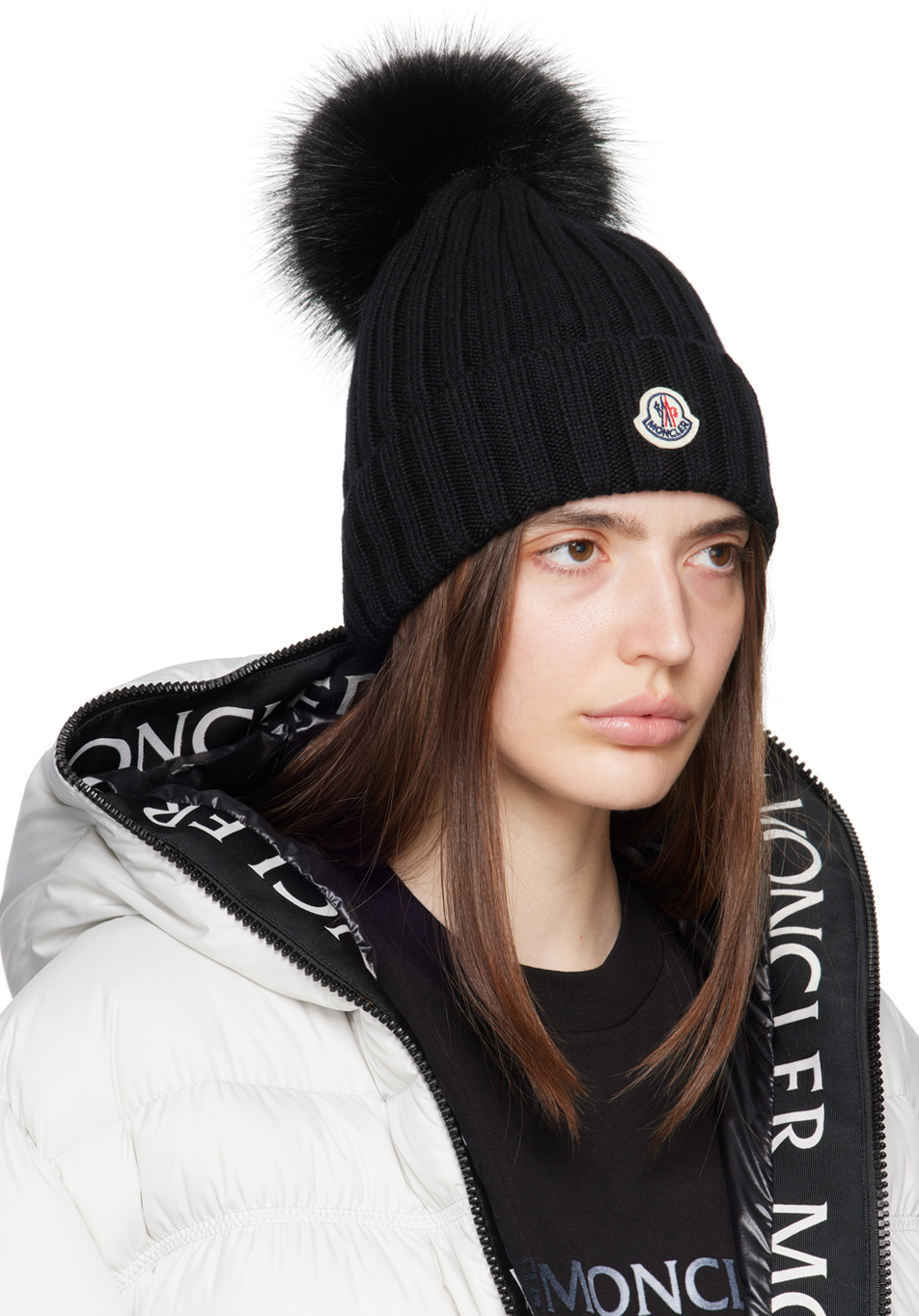 Moncler Black Pom-Pom Beanie