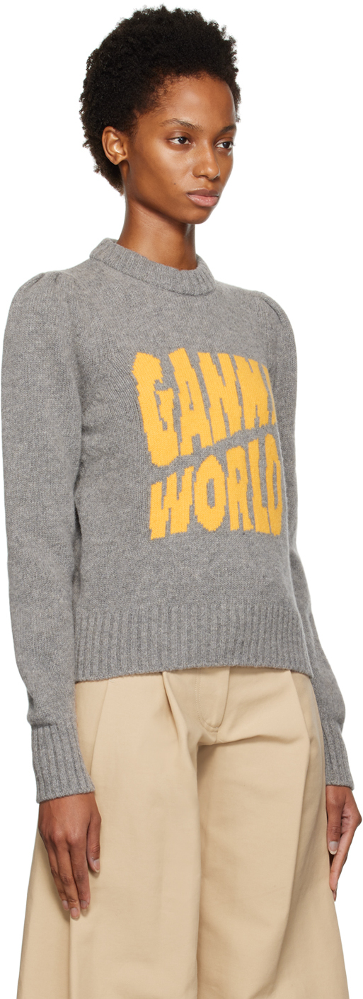 Ganni gray intarsia knit jumper - Realry: Your Fashion Search Engine