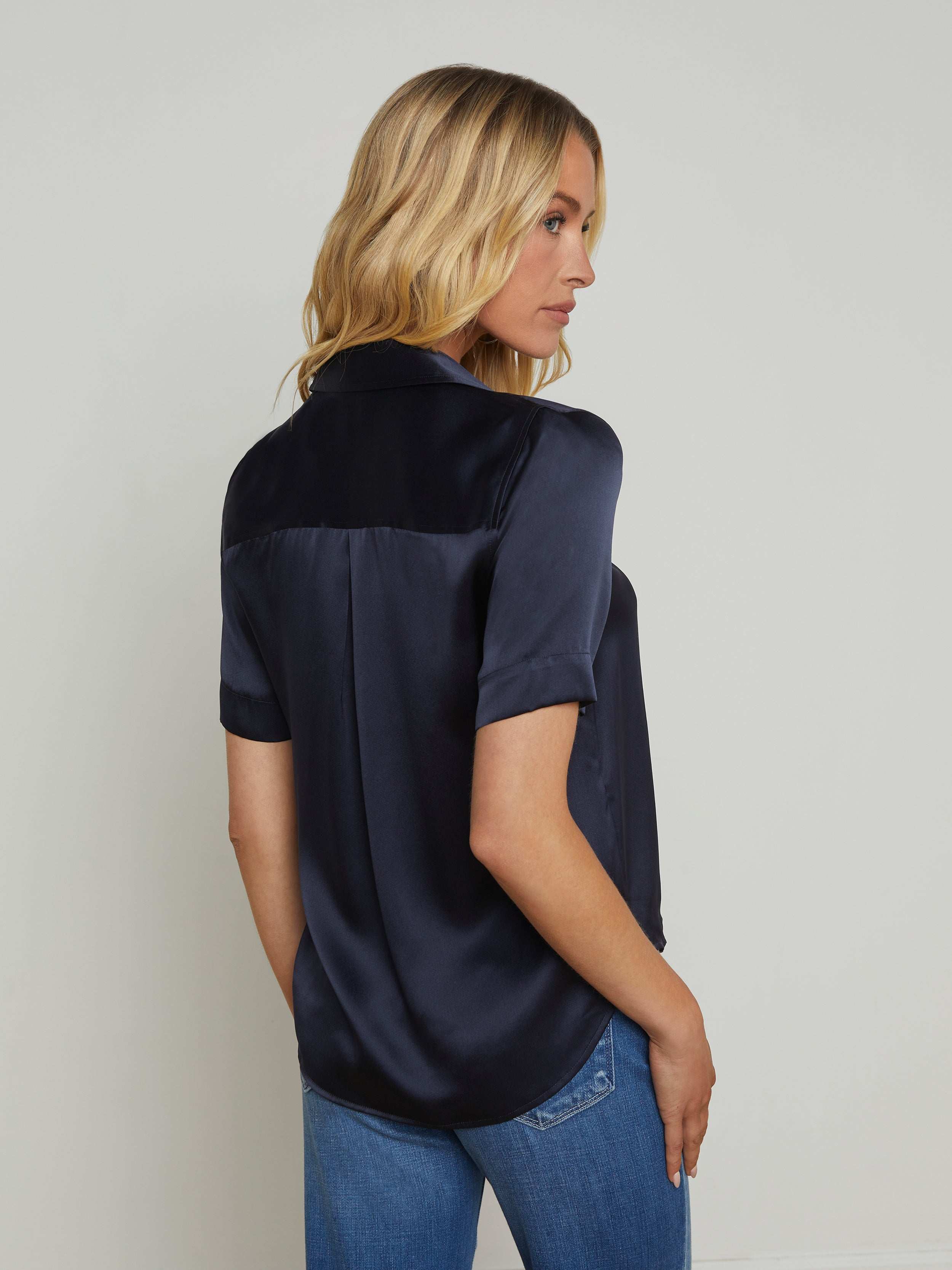 Ellah Silk Blouse Top In Midnight