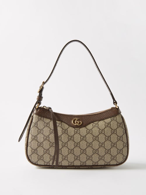 Gucci Brown Gg Canvas D-Ring Abbey Shoulder Bag Women's