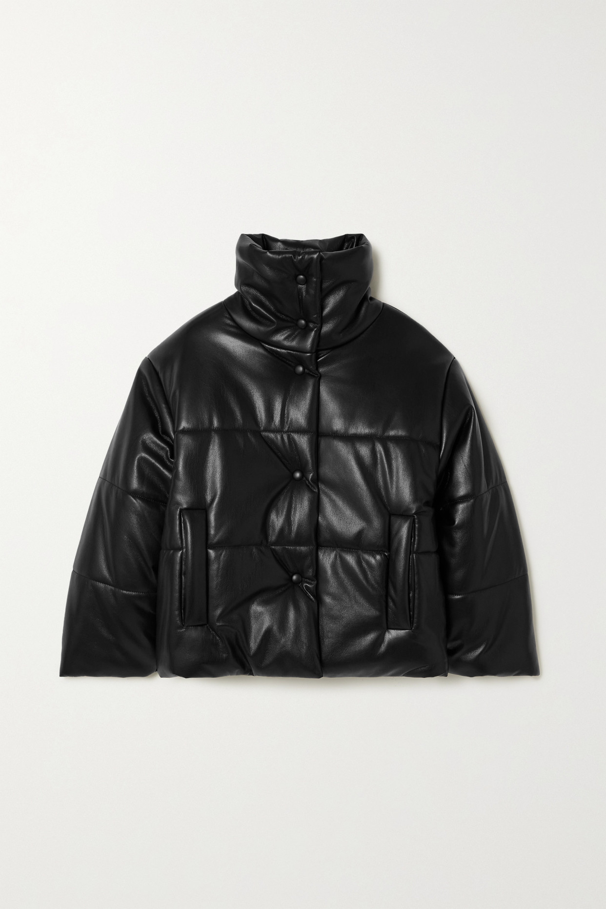 나누슈카 여성 Hide Quilted Padded Vegan Leather Jacket - 블랙 - xx small