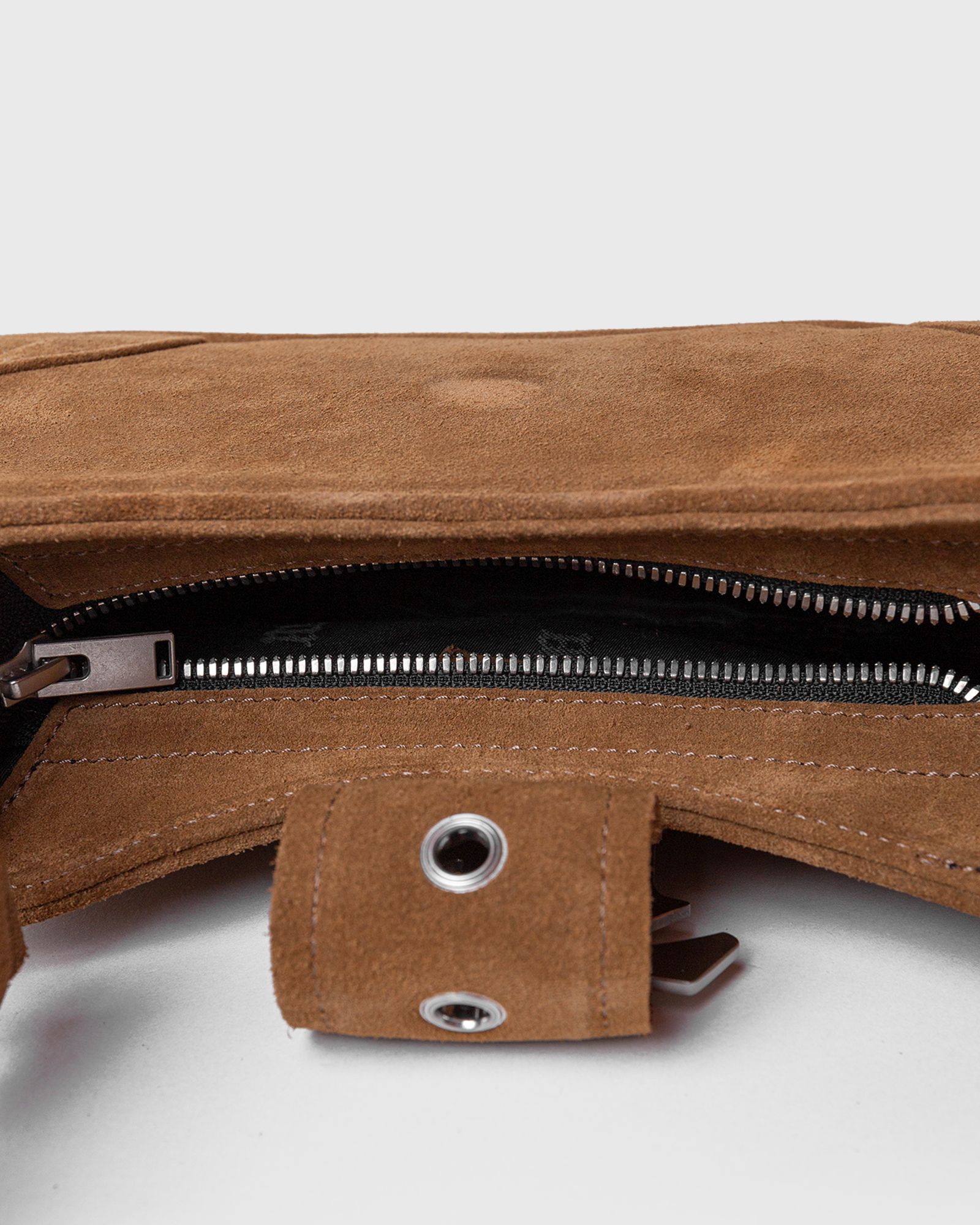 Brown Suede Small Zipper Bag